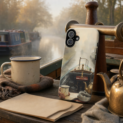 iPhone Misty Narrowboat Stern Premium MagSafe Case lifestyle image