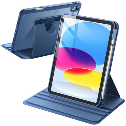 iPad 10th Gen 10.9" Clear Back Rotating Stand Case with Pencil Holder