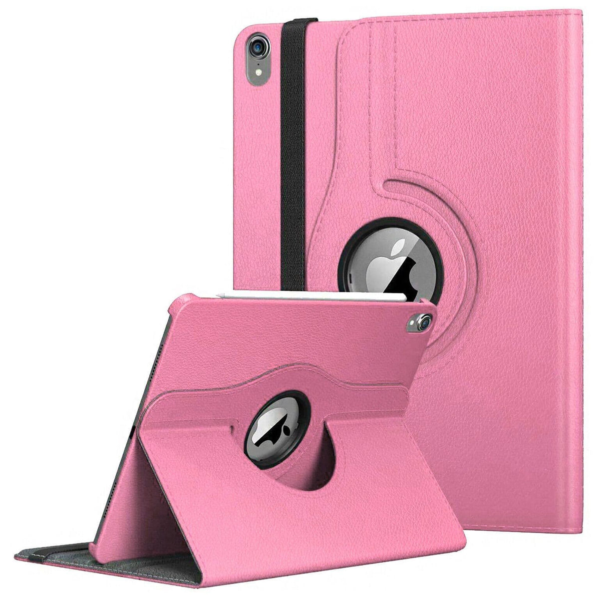 Hot Pink Leather 360° Rotating Portfolio Case For IPad Air 1 & IPad Air 2 - Flip Stand Cover
