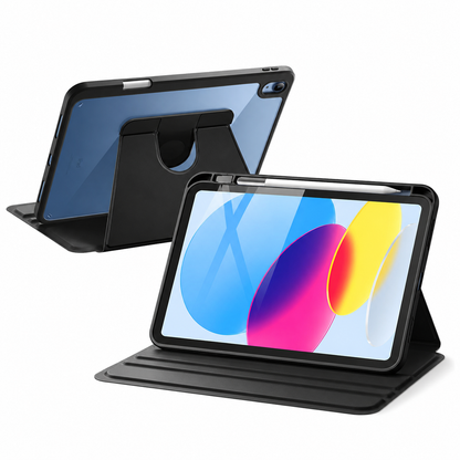 iPad 10th Gen 10.9" Clear Back Rotating Stand Case with Pencil Holder