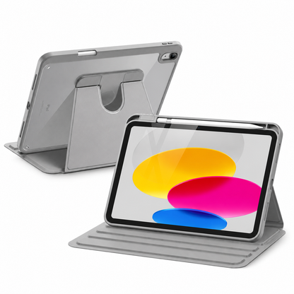 iPad 10th Gen 10.9" Clear Back Rotating Stand Case with Pencil Holder