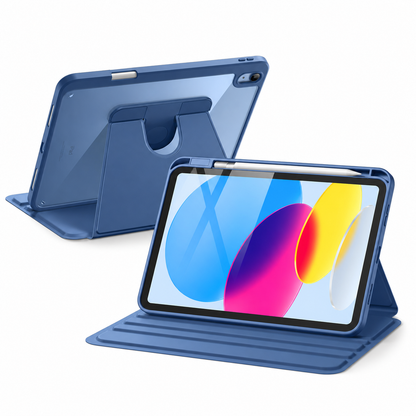 iPad 10th Gen 10.9" Clear Back Rotating Stand Case with Pencil Holder