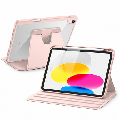 iPad 10th Gen 10.9" Clear Back Rotating Stand Case with Pencil Holder