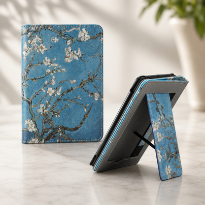 Kindle 11th Gen Van Gogh Almond Blossom Case with Stand & Hand Strap