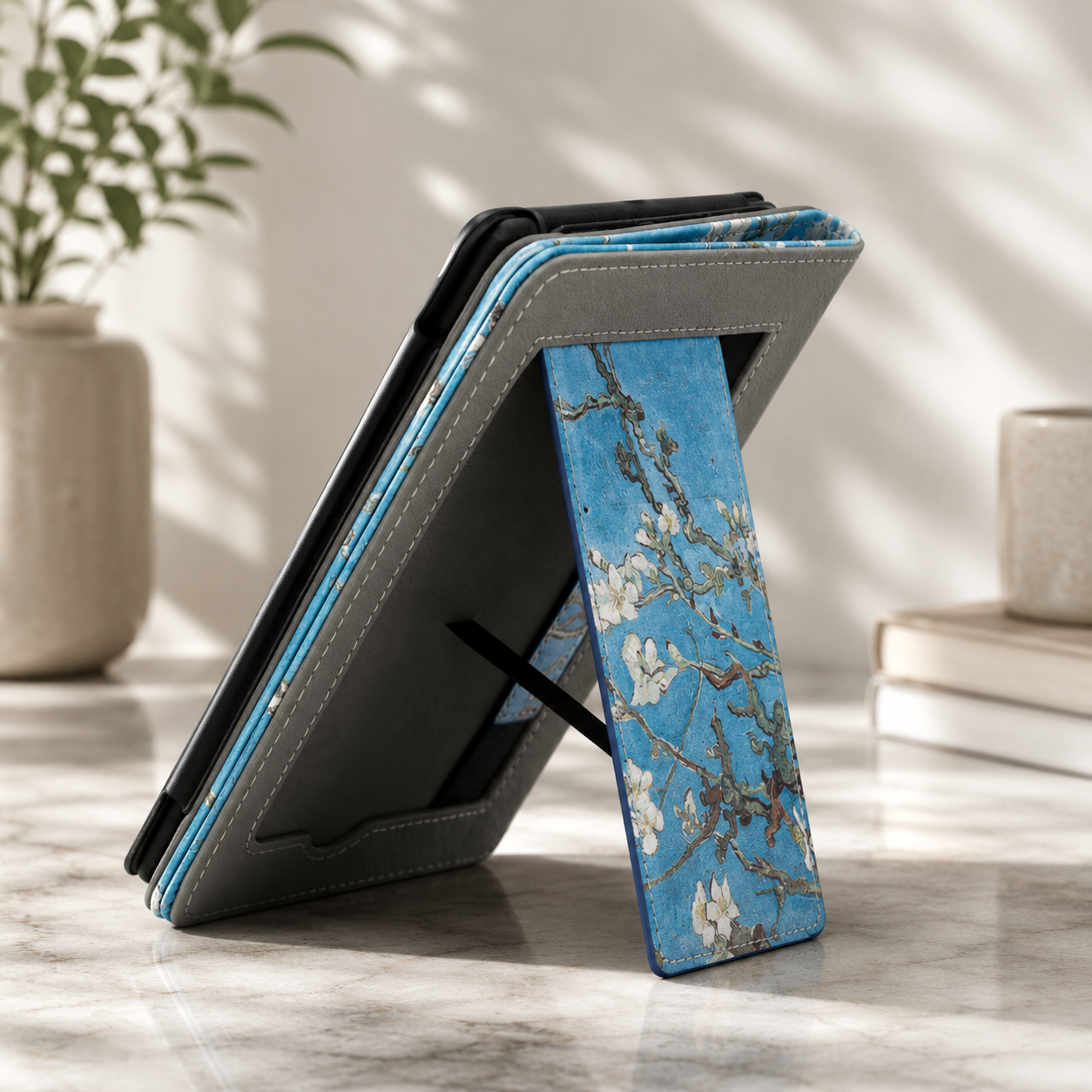 Kindle 11th Gen Van Gogh Almond Blossom Case with Stand & Hand Strap