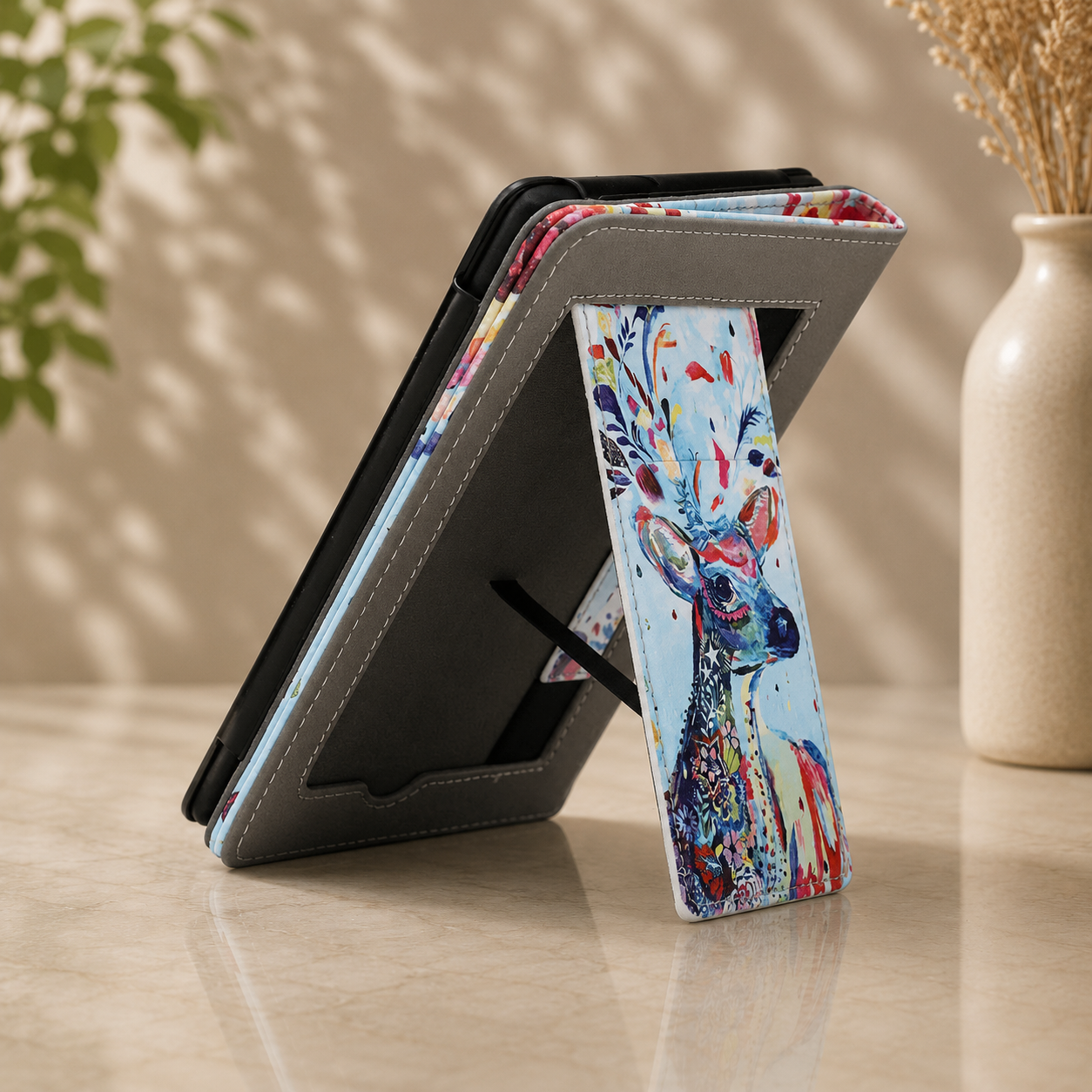 Kindle 11th Generation Colourful Deer Case with Stand & Hand Strap