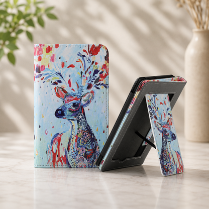 Kindle 11th Generation Colourful Deer Case with Stand & Hand Strap