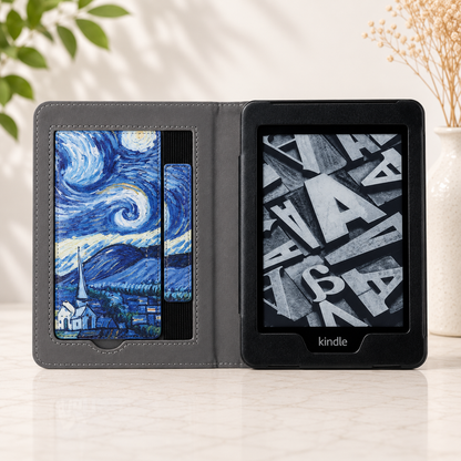 Kindle 11th Gen Van Gogh Starry Night Case with Stand & Hand Strap
