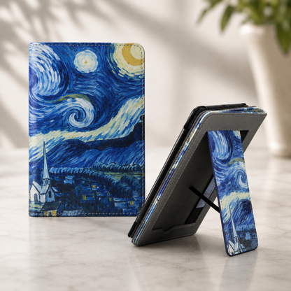 Kindle 11th Gen Van Gogh Starry Night Case with Stand & Hand Strap