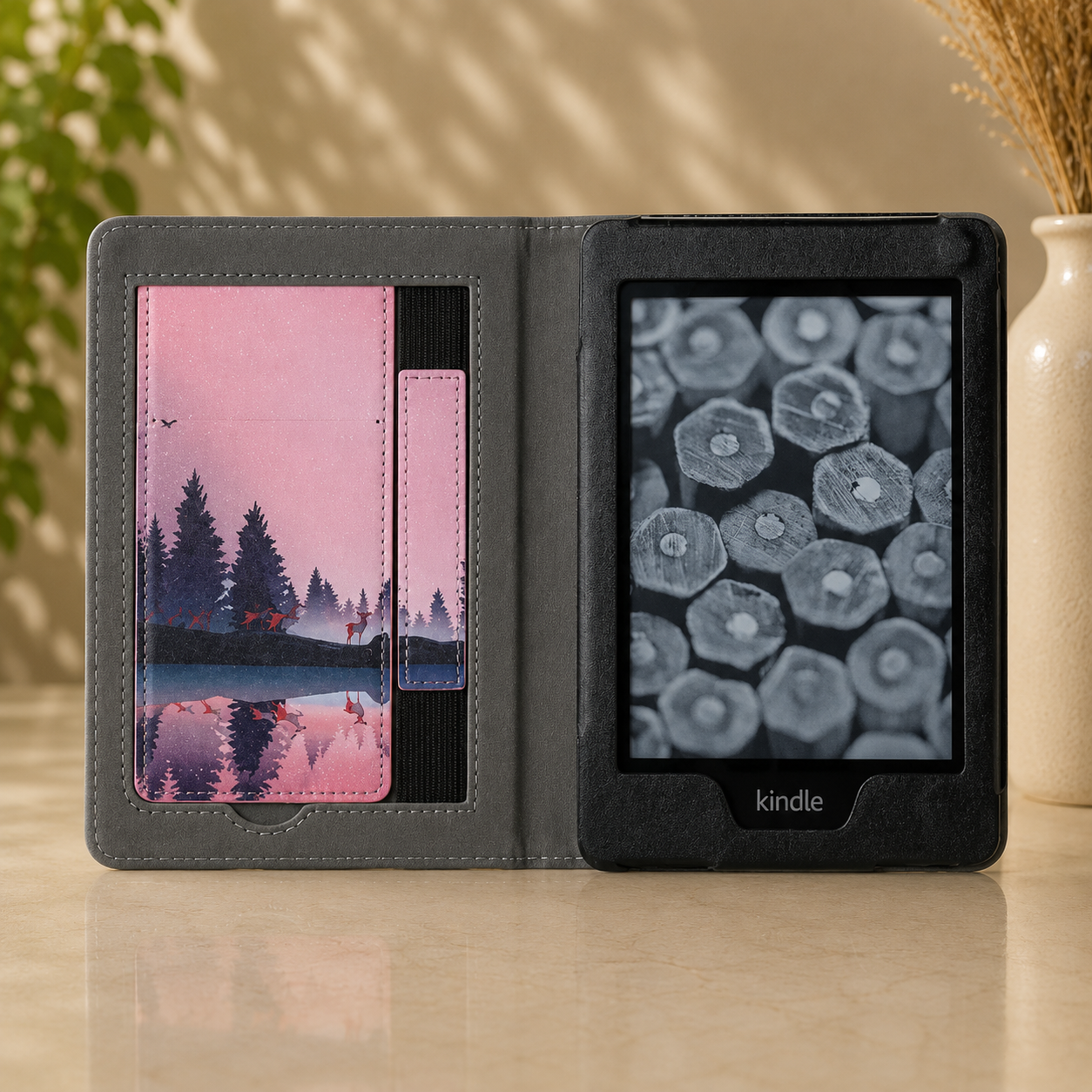Kindle 11th Gen Twilight Reflection Case with Stand & Hand Strap
