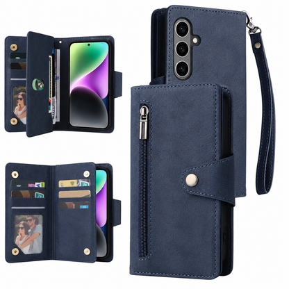 Samsung Luxury Wallet Case with Zip Pocket, Card Holder & Wrist Strap